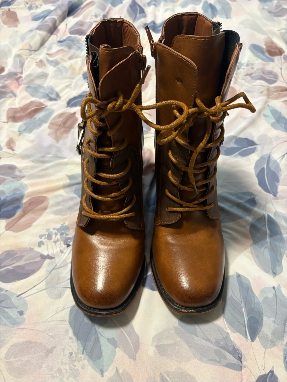 Pierre Dumas Brown Lace-Up Combat Ankle Boots